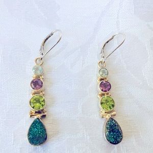 Genuine Gemstones Sterling Silver Earrings
